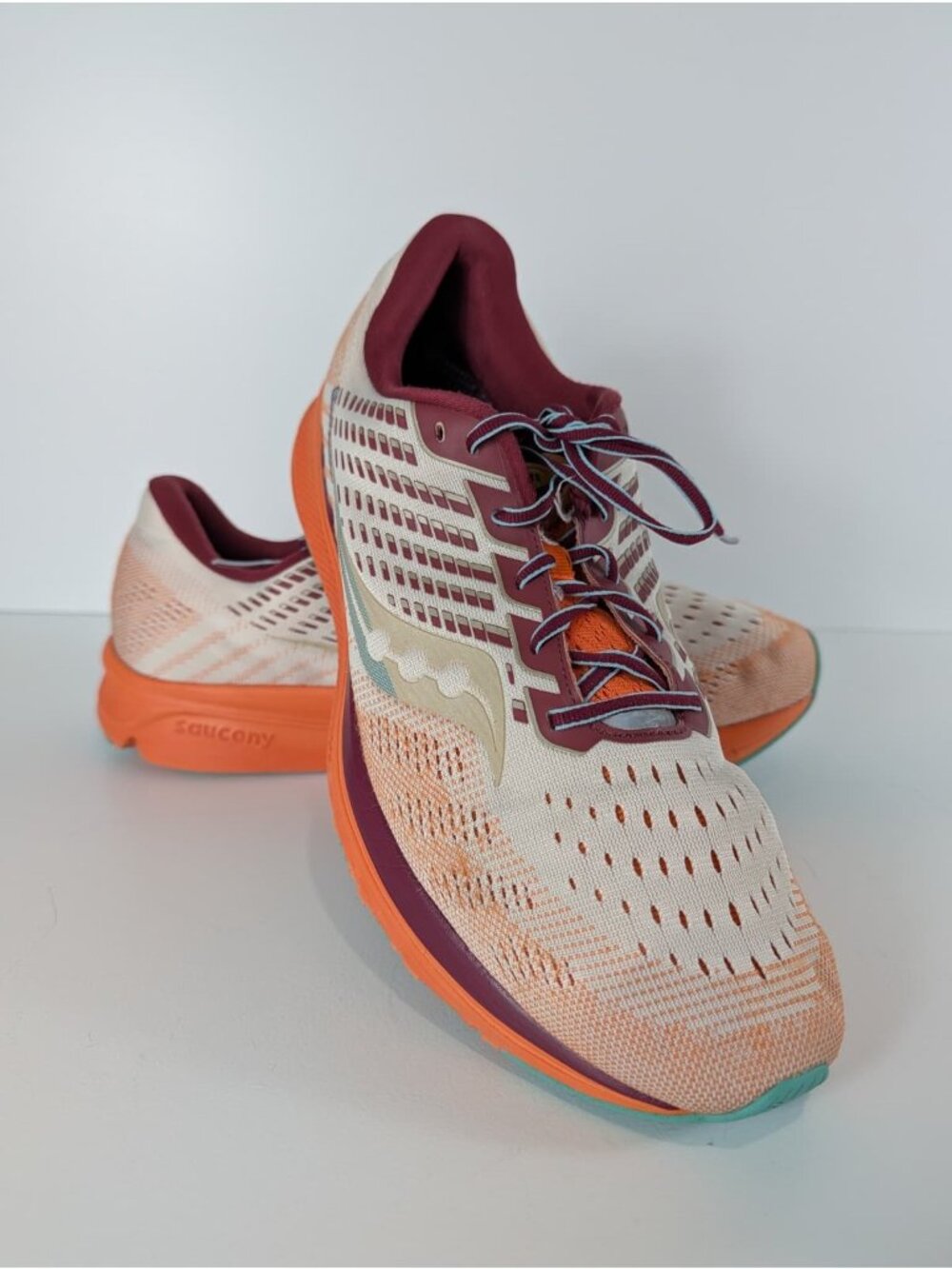 Saucony Men's Running Shoes Size 13 Orange & Maroon Breathable Mesh Sole